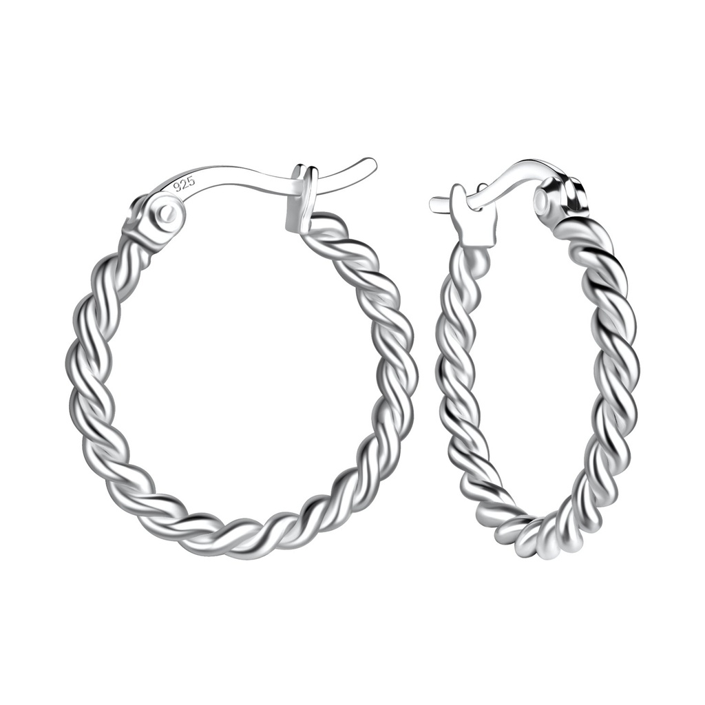 Créoles fermoir français torsadées en argent 18 mm