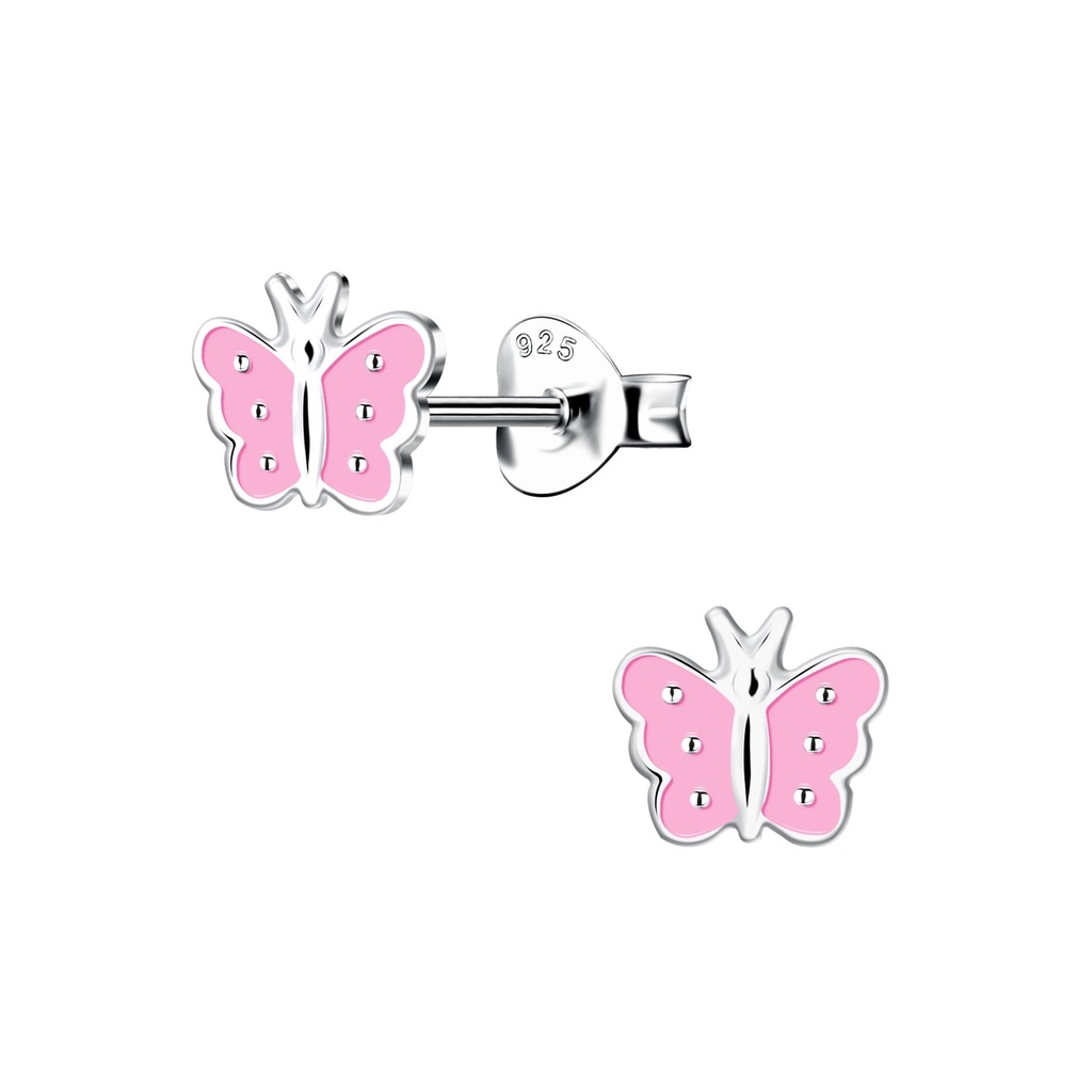 Puces d'oreilles papillon en argent