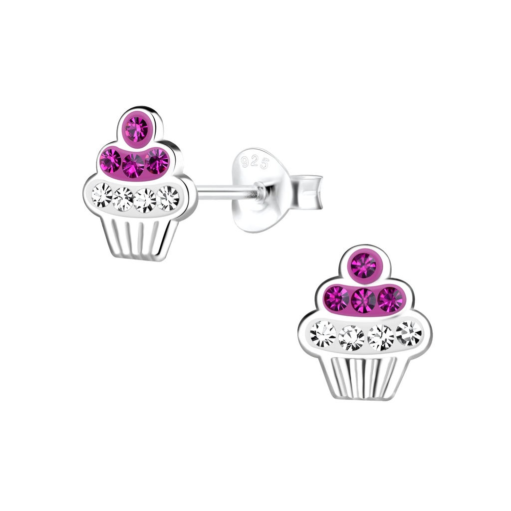 Puces d'oreilles cupcakes en argent