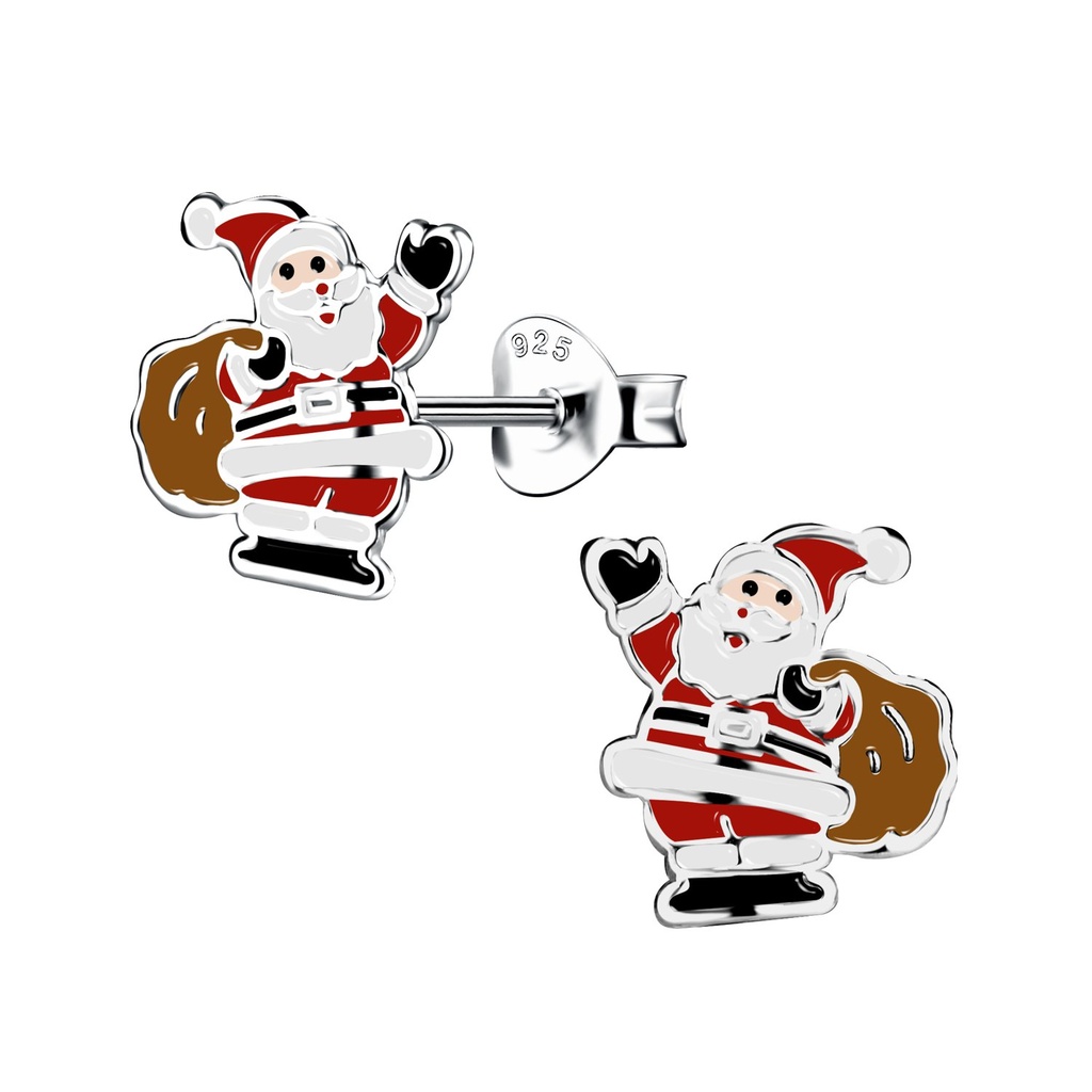Silver Santa Claus Stud Earrings