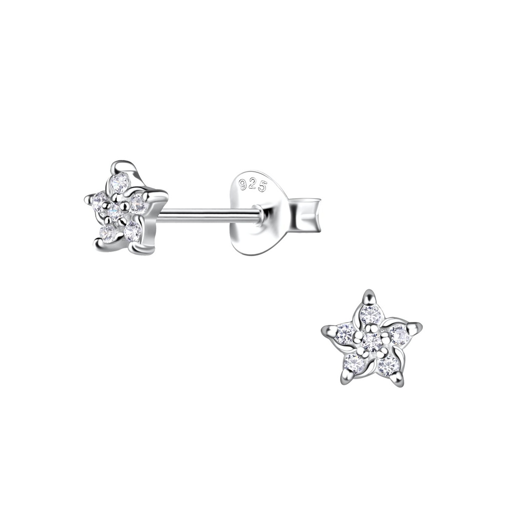 Puces d'oreilles fleur en argent