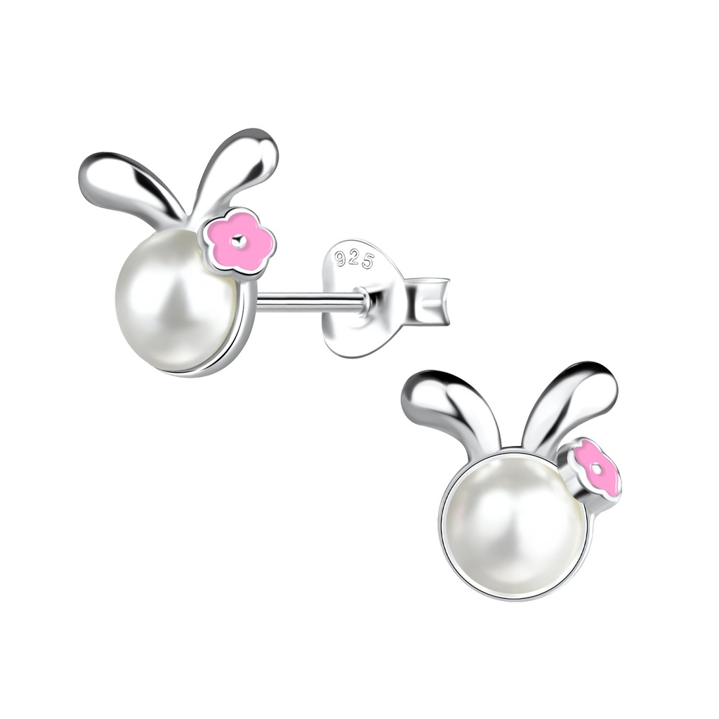 [10030345] Puces d'oreilles lapin en argent