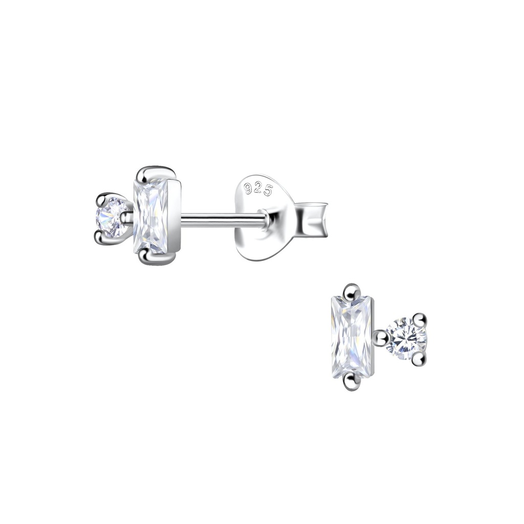 Puces d'oreilles géométriques en argent
