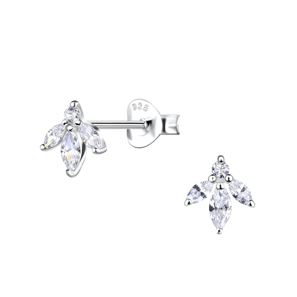 Puces d'oreilles fleur en argent