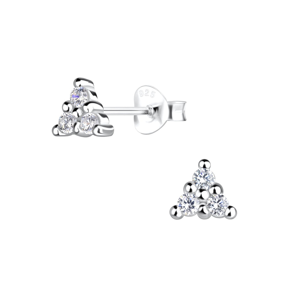 Silver Triangle Stud Earrings