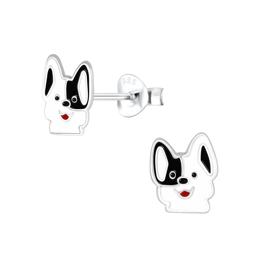 Puces d'oreilles chien en argent