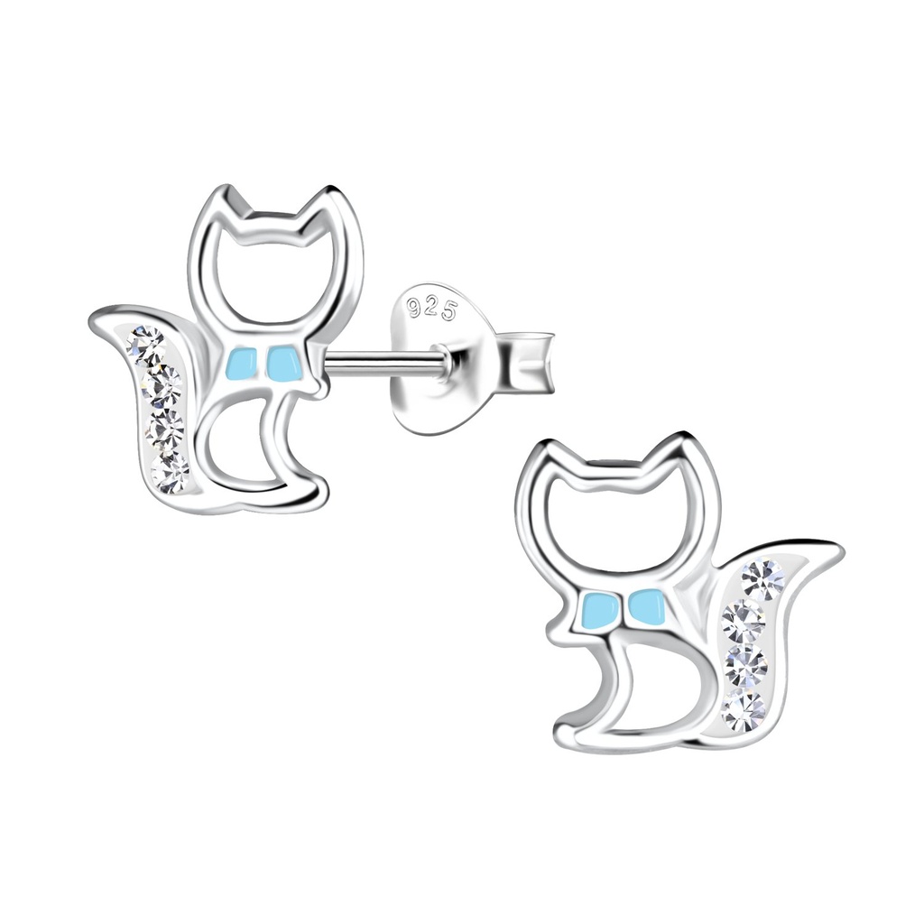Puces d'oreilles chat en argent