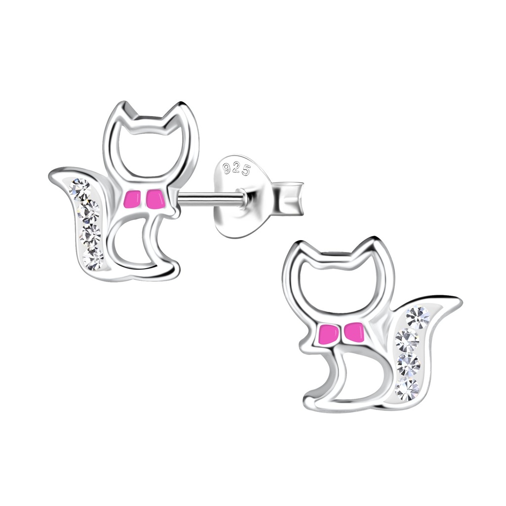 Puces d'oreilles chat en argent