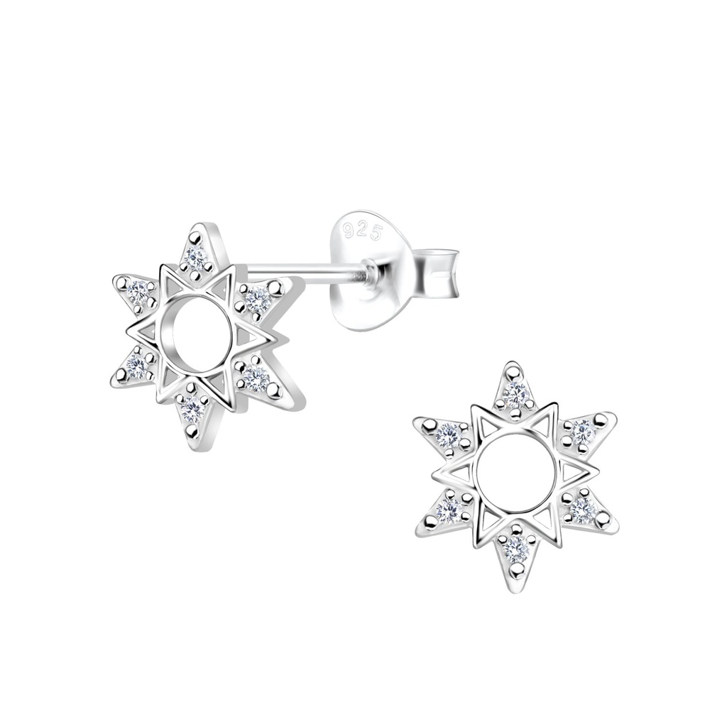 [10022982] Puces d'oreilles soleil en argent