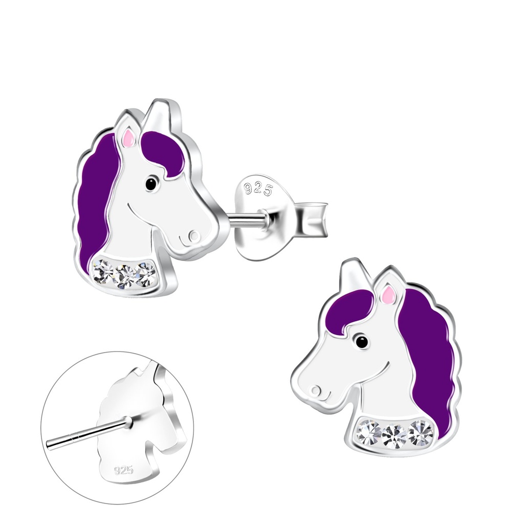 [10029843] Silver Unicorn Stud Earrings