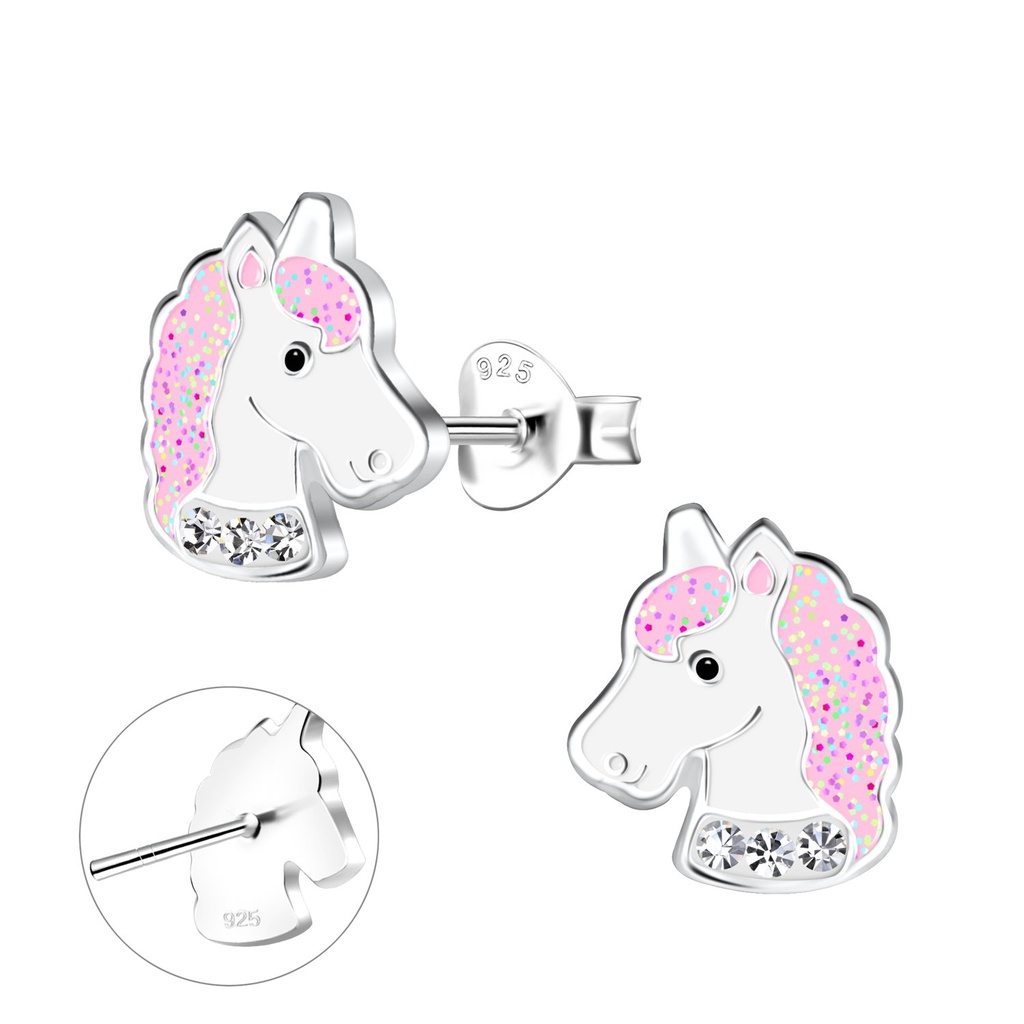 Silver Unicorn Stud Earrings