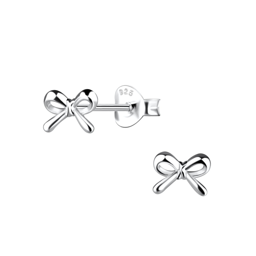 Silver Bow Stud Earrings