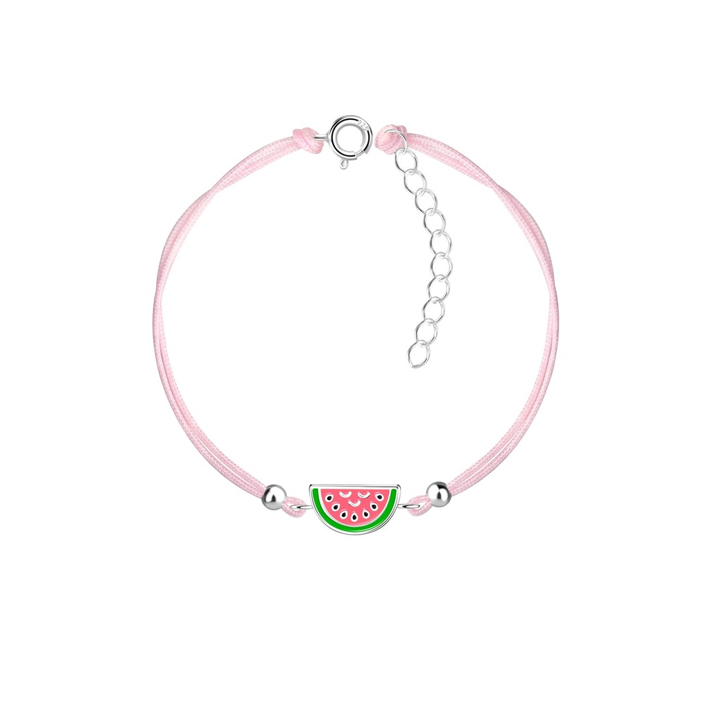 Bracelet cordon pastèque en argent