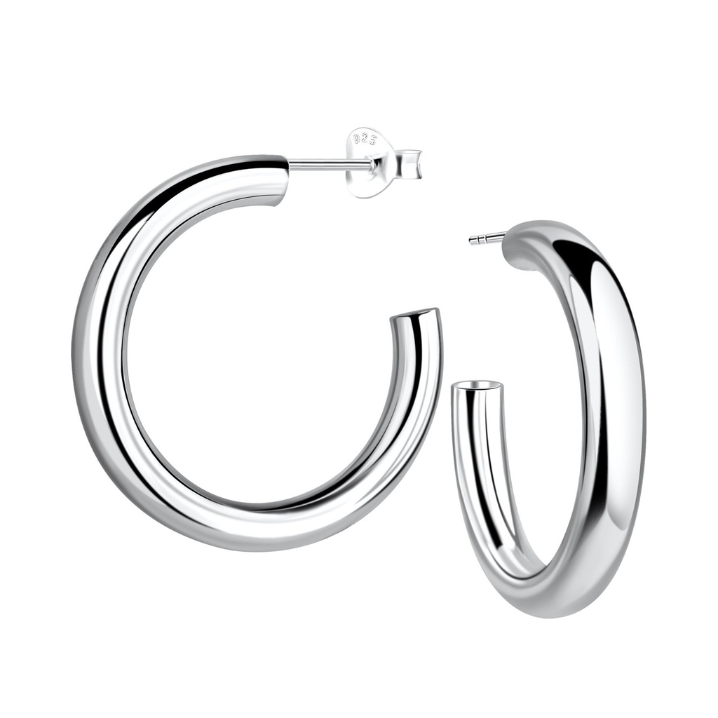 [10029872] Silver Half Hoop Stud Earrings