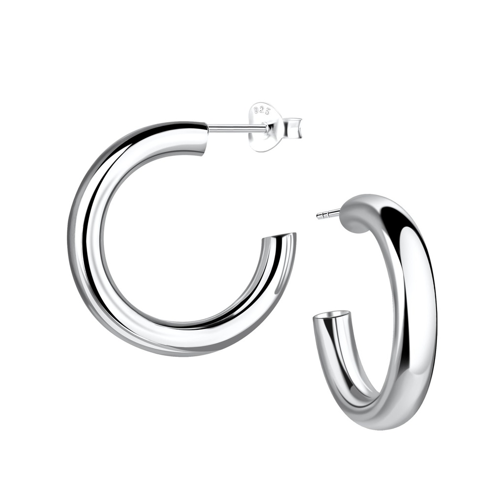 Puces d'oreilles demi-créole en argent