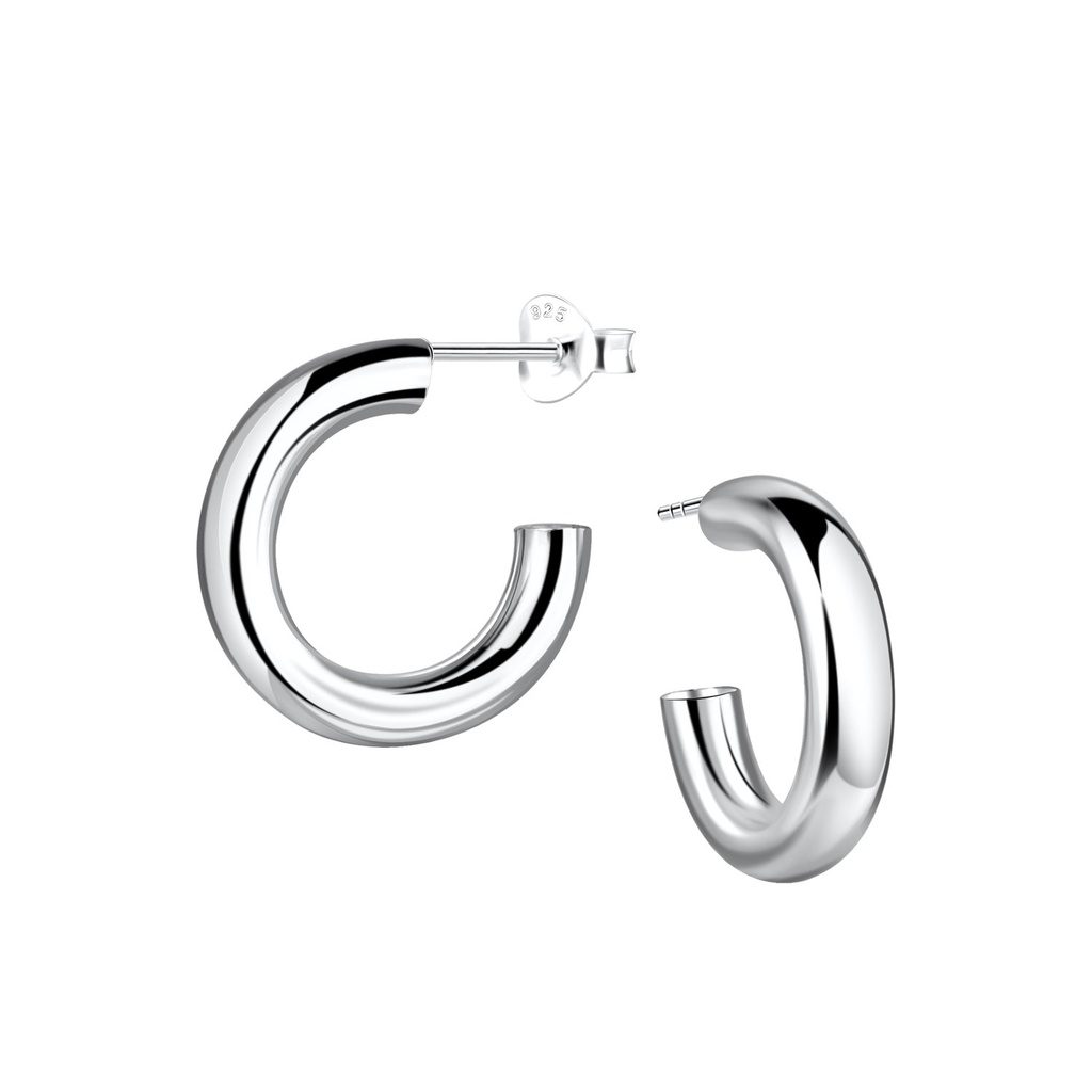[10029777] Silver Half Hoop Stud Earrings