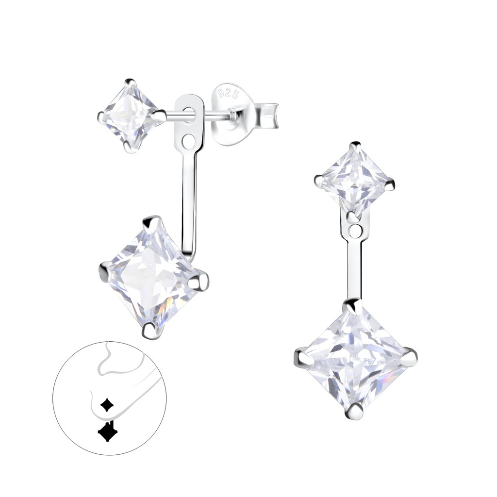 Ear jacket en argent zircon carré