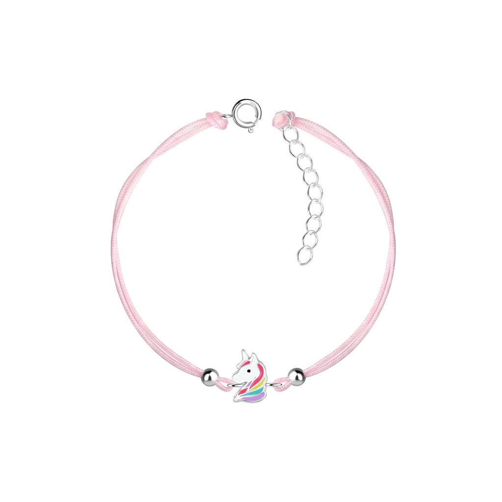 Bracelet cordon licorne en argent