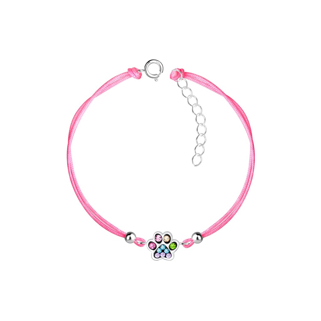 Bracelet cordon empreinte de patte en argent