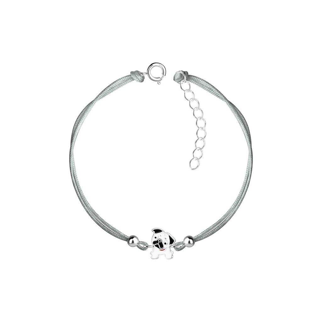 Bracelet cordon bouledogue en argent