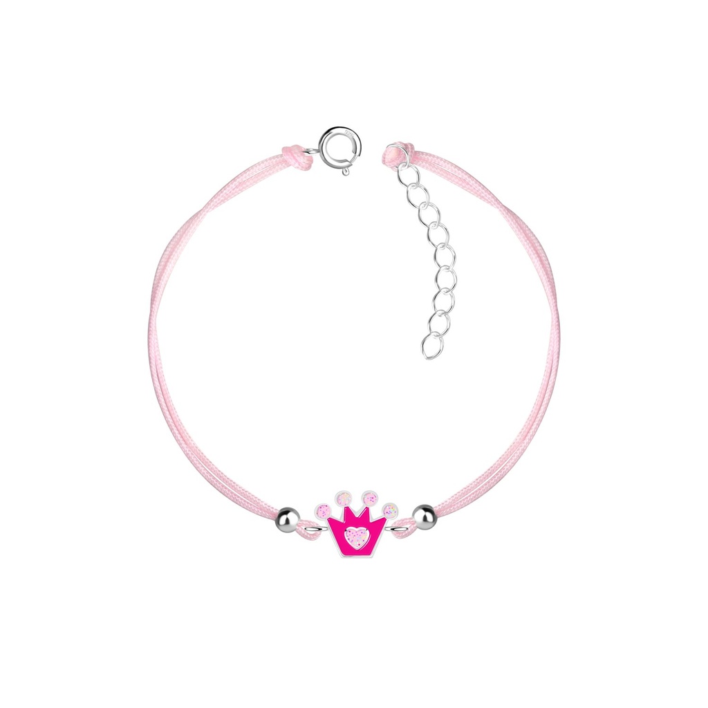 Bracelet cordon couronne en argent