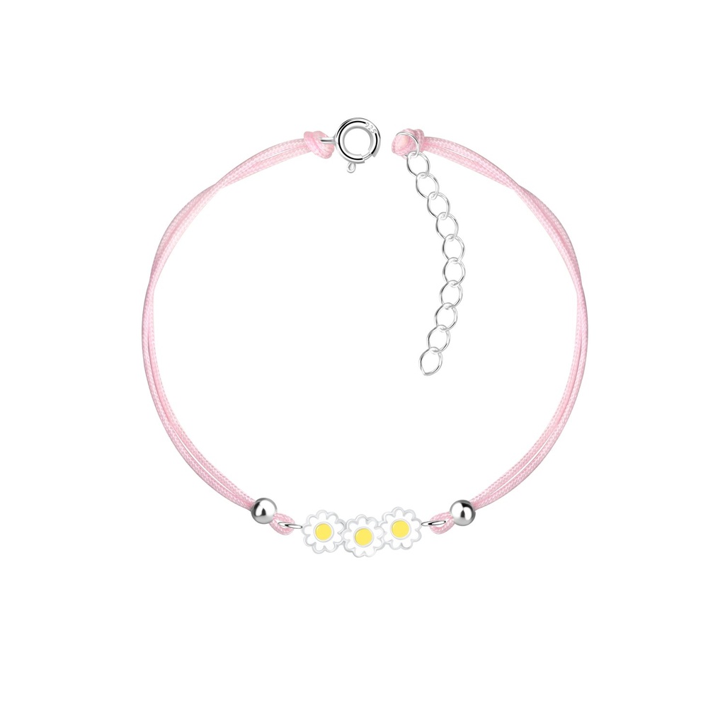 Silver Triple Daisy Cord Bracelet