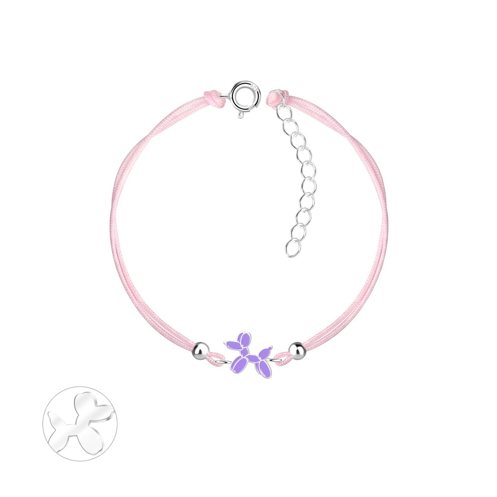 [10028734] Bracelet cordon chien ballon en argent
