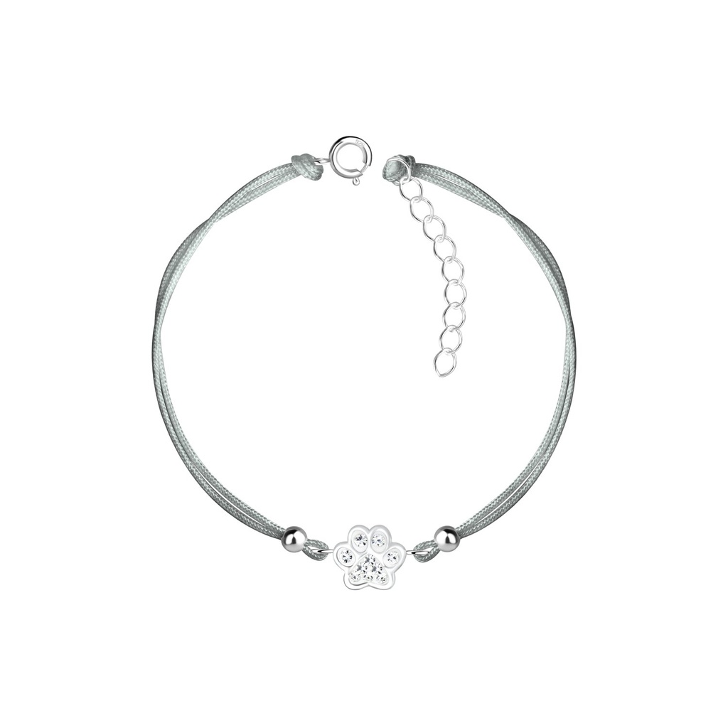 Silver Paw Print Cord Bracelet