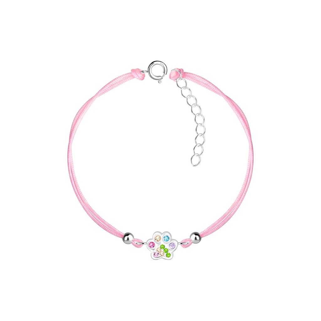 Silver Paw Print Cord Bracelet
