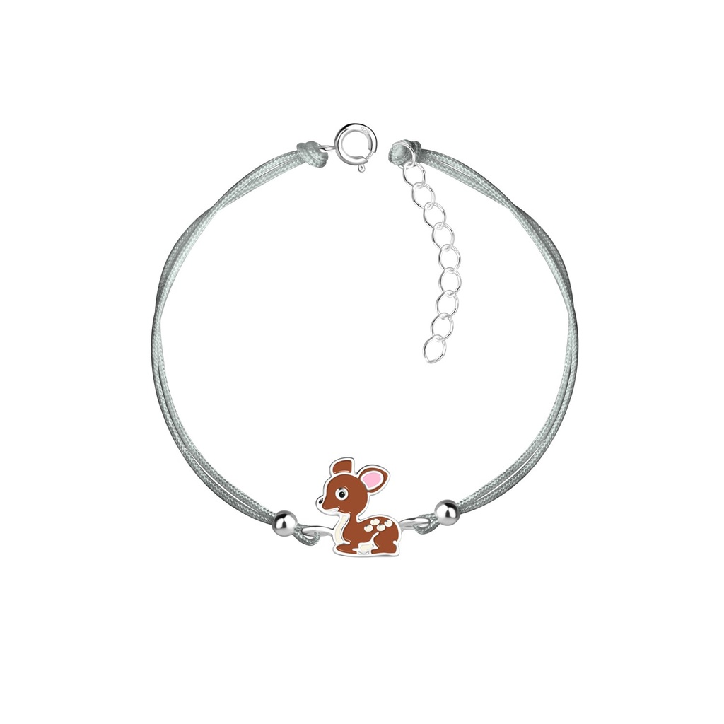 Bracelet cordon cerf en argent