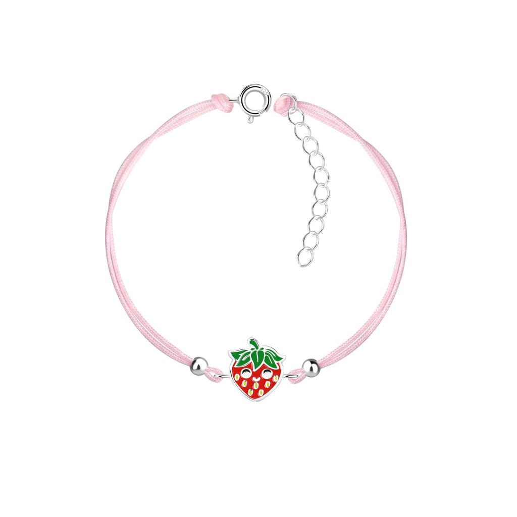 Bracelet cordon fraise en argent