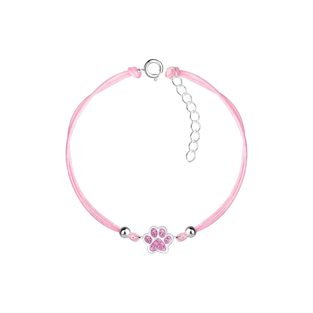 Silver Paw Print Cord Bracelet