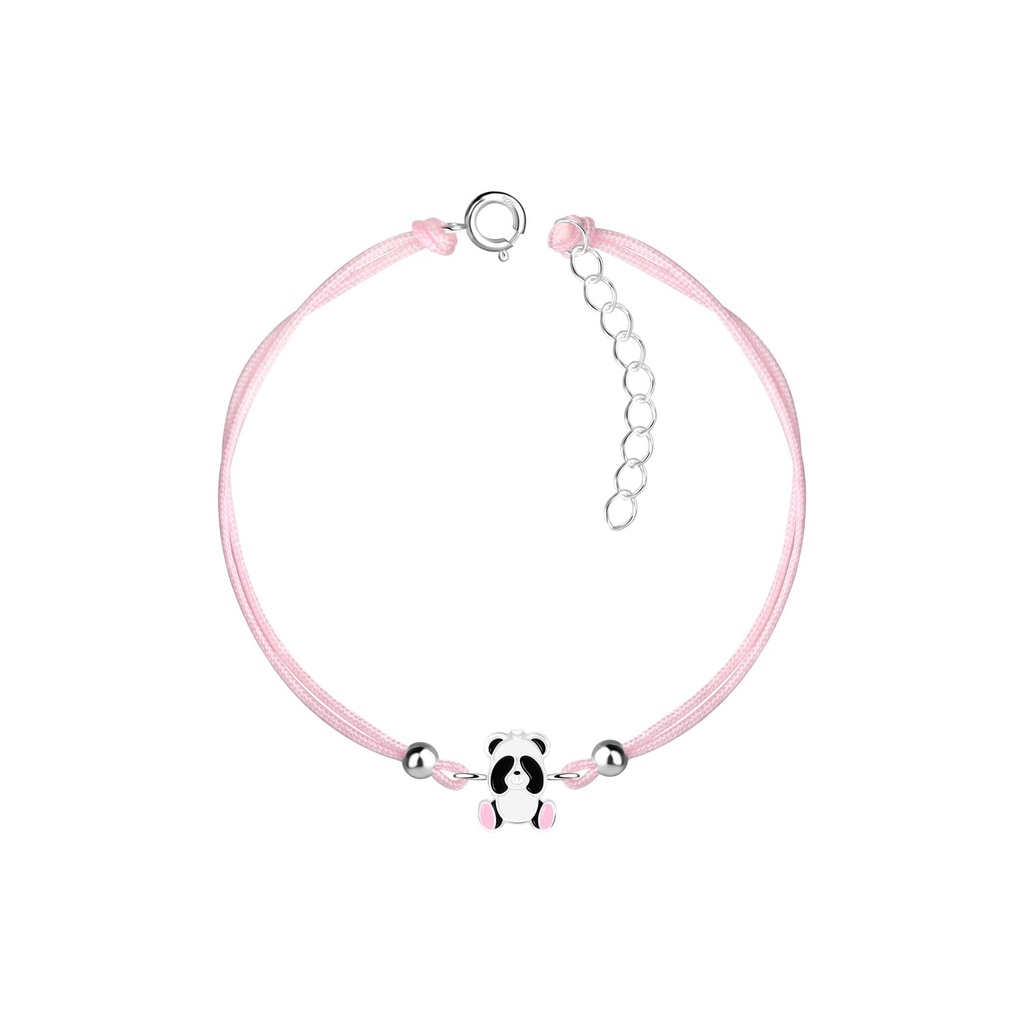 Bracelet cordon panda en argent