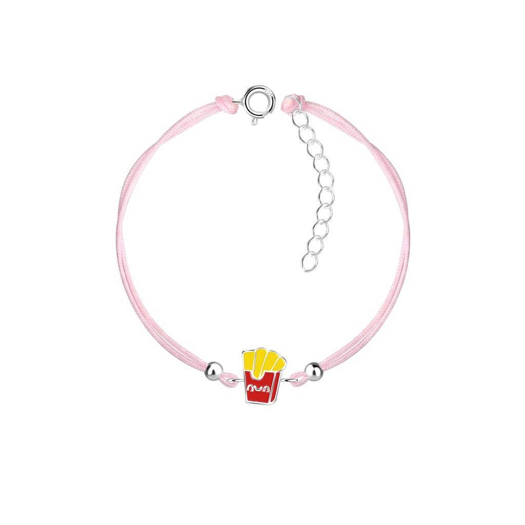 Bracelet cordon frites en argent