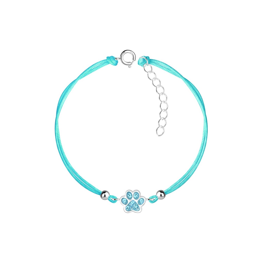 Bracelet cordon empreinte de patte en argent