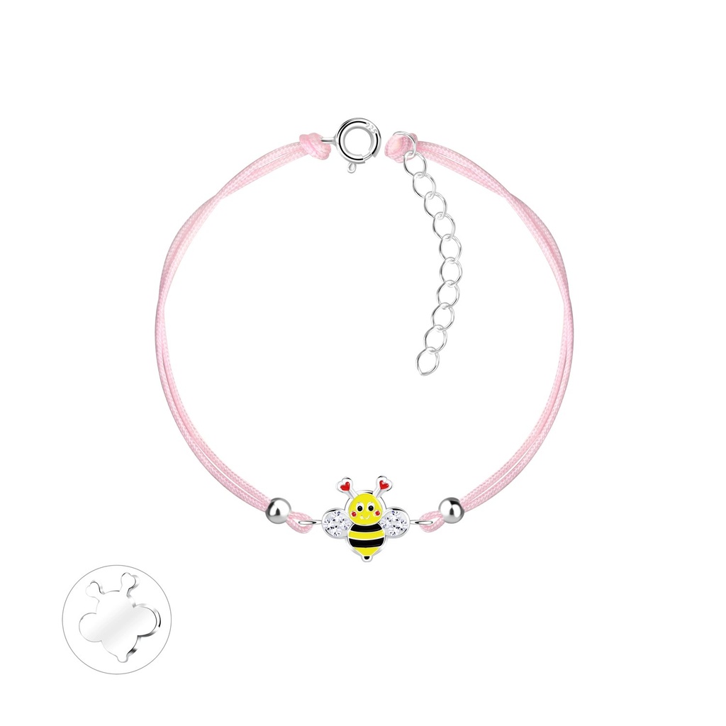 Silver Bee Cord Bracelet