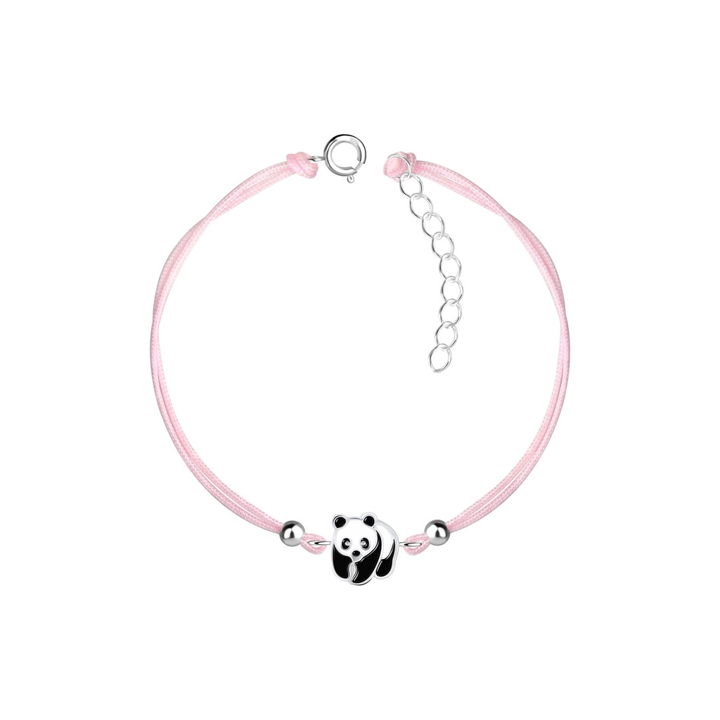 Bracelet cordon panda en argent