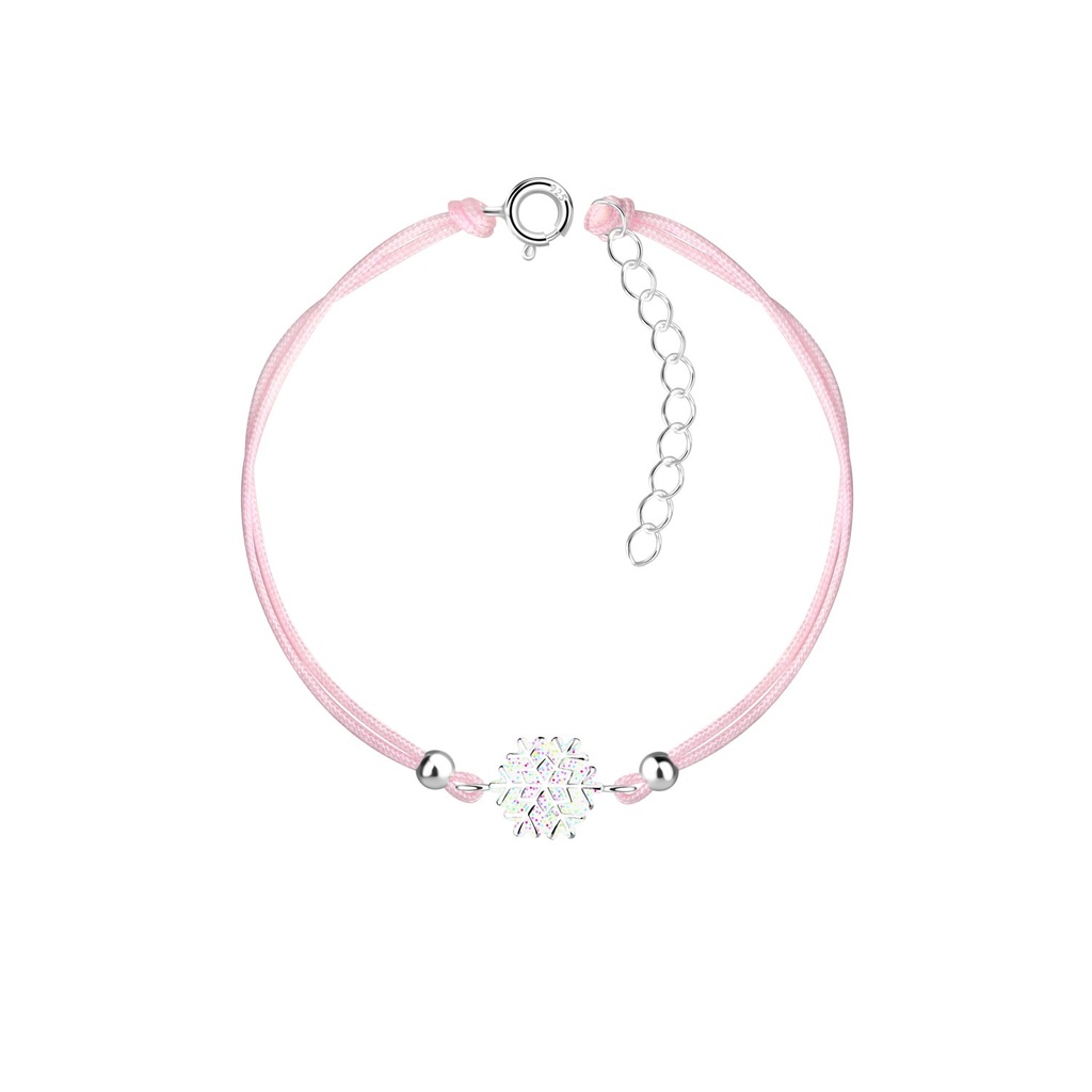Bracelet cordon flocon de neige en argent