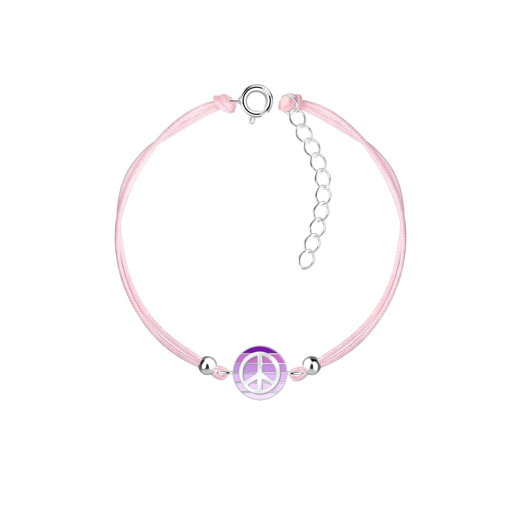 Bracelet cordon signe de paix en argent