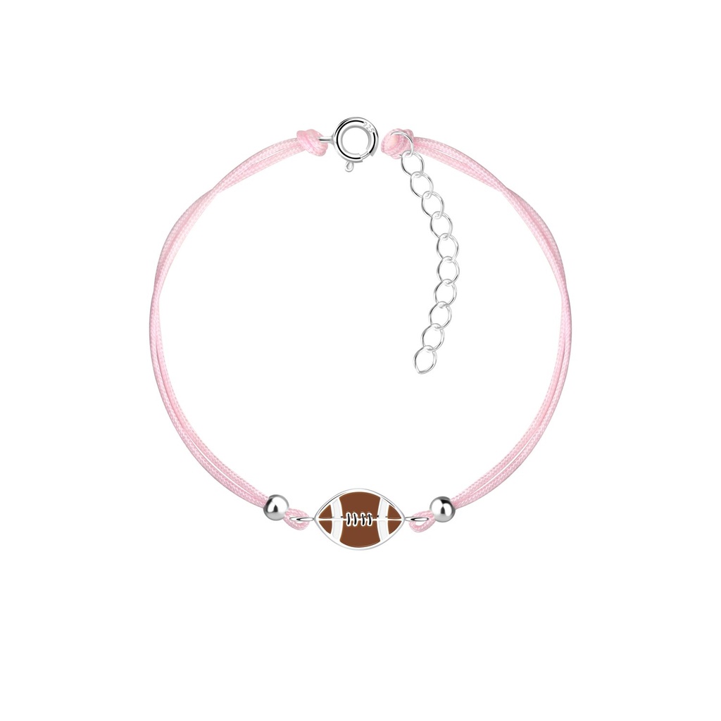 Bracelet cordon football américain en argent