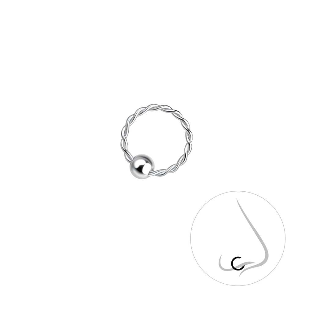 Bague torsadée continue en argent 9 mm