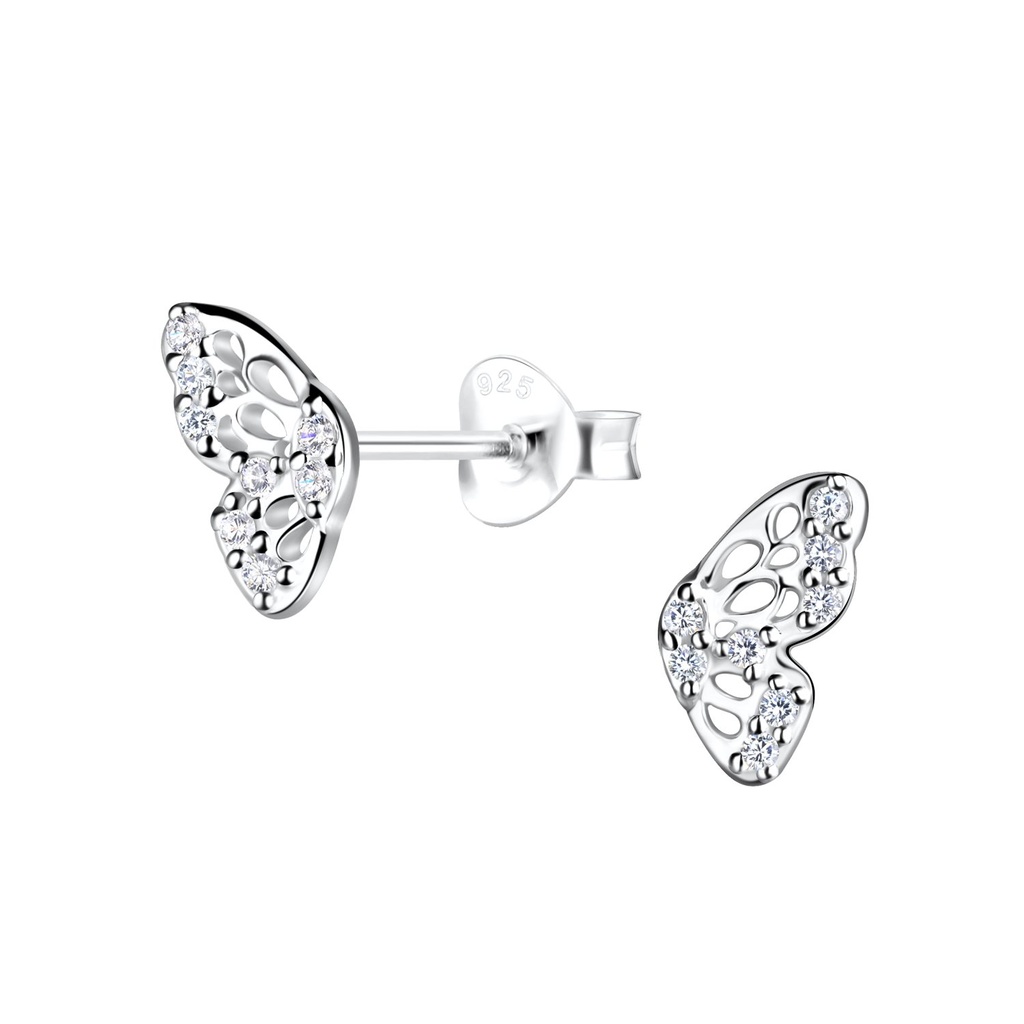 Silver Butterfly Stud Earrings