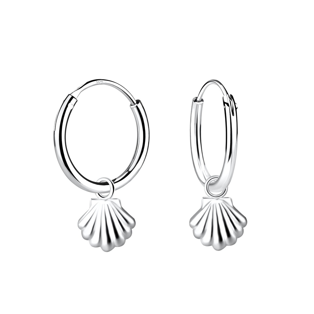 Créoles breloque coquillage en argent