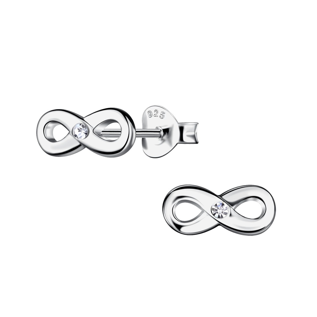 [10012859] Silver Infinity Stud Earrings (Crystal)