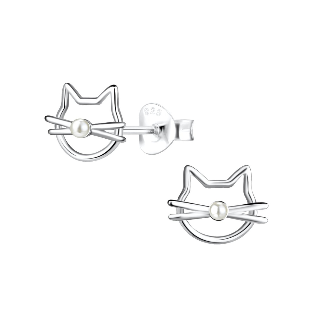 Puces d'oreilles chat en argent