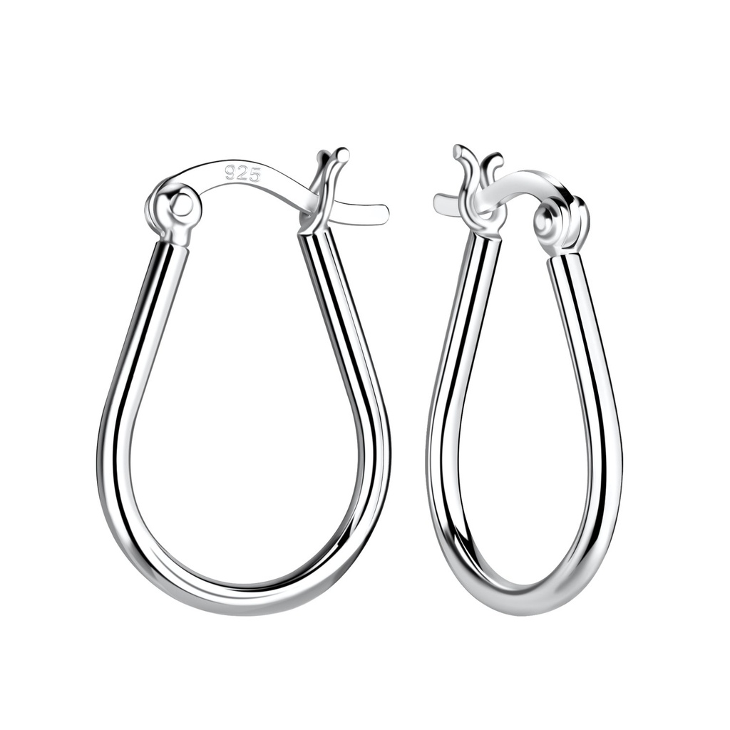 [10029727] Silver French Lock Hoop Earrings