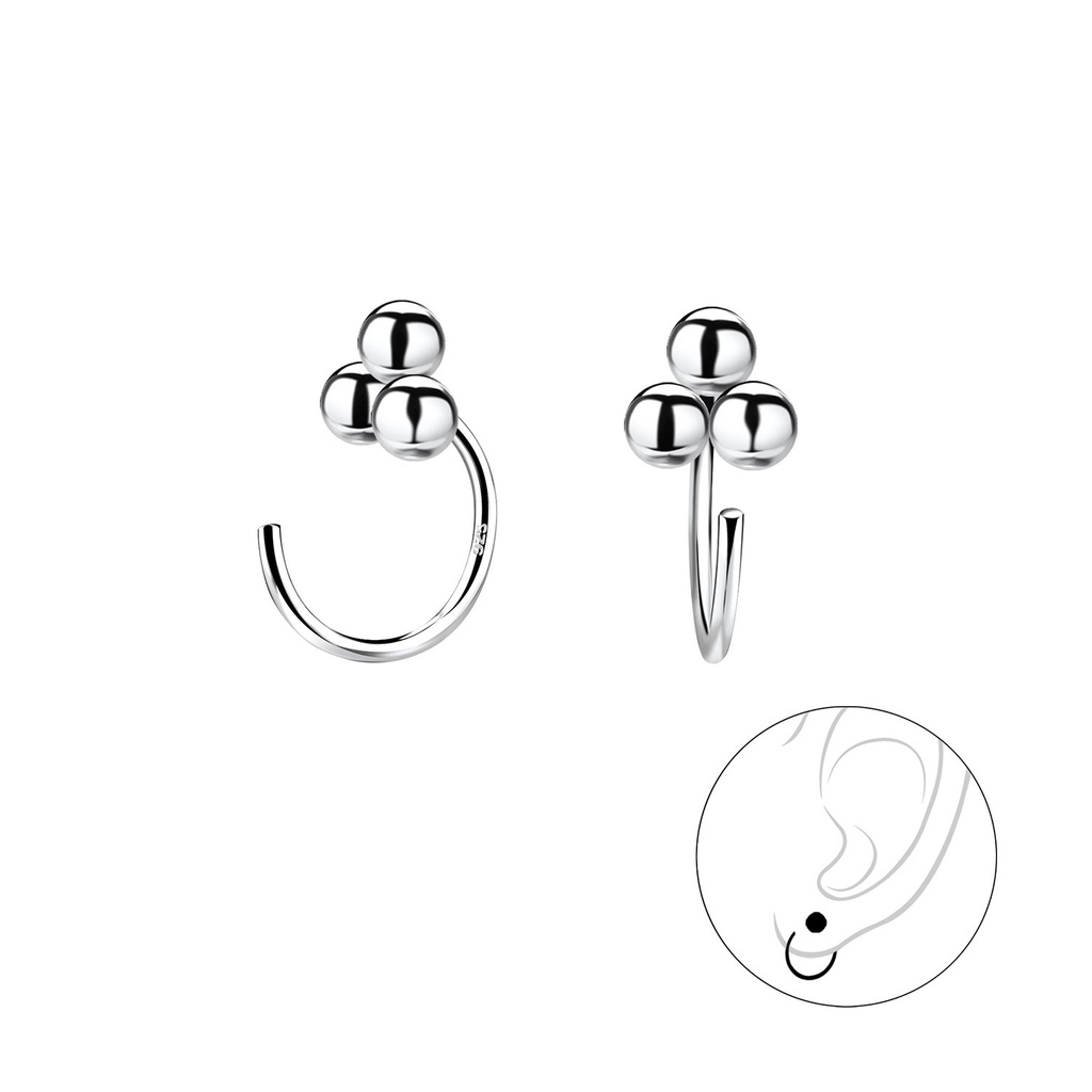 Ear huggers boule triple en argent