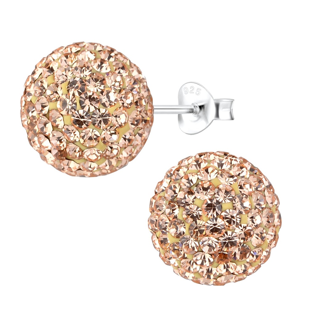 Puces d'oreilles boule en argent cristal 12 mm