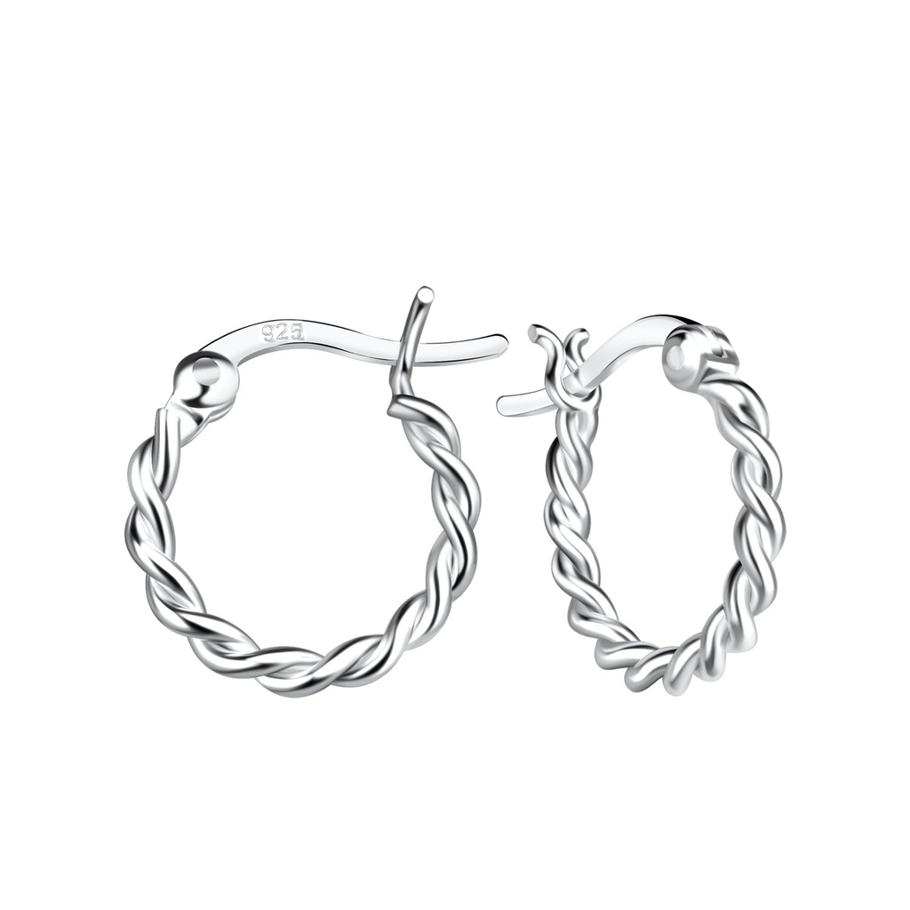 Créoles fermoir français torsadées en argent 12 mm