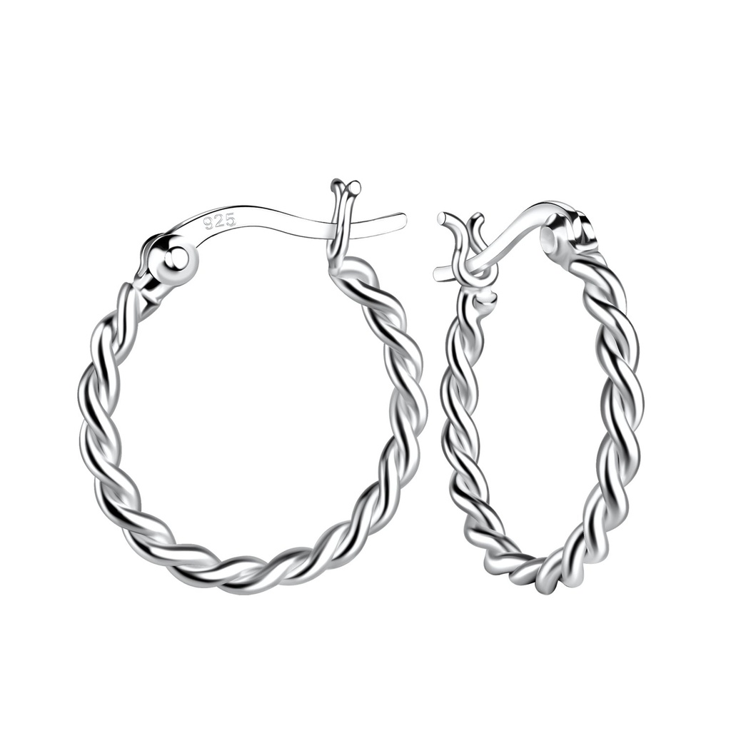 Créoles fermoir français torsadées en argent 18 mm